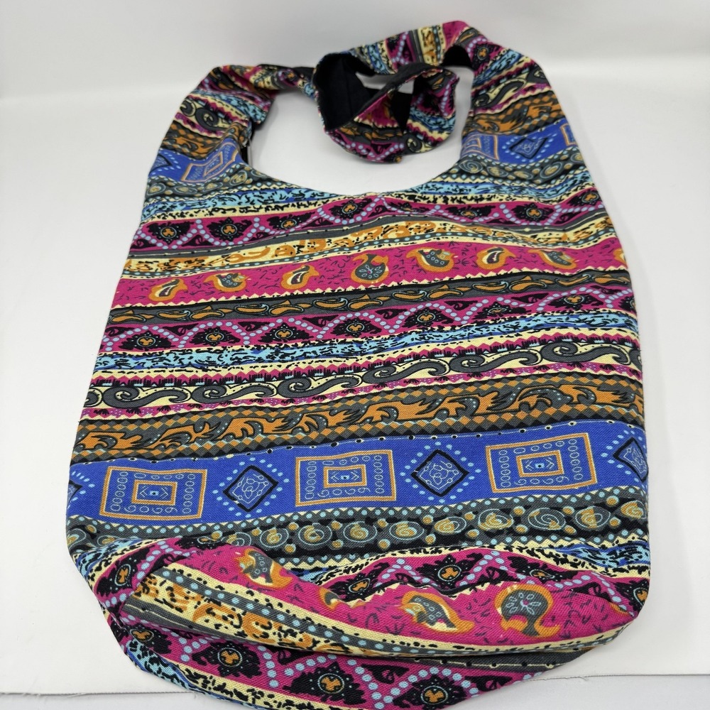 Karresly Sling Bag Womens Large Multicolor Paisley Canvas Shoulder Boho‎ Zip